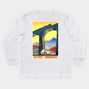 Vintage Travel Poster Soviet Armenia Kids Long Sleeve T-Shirt